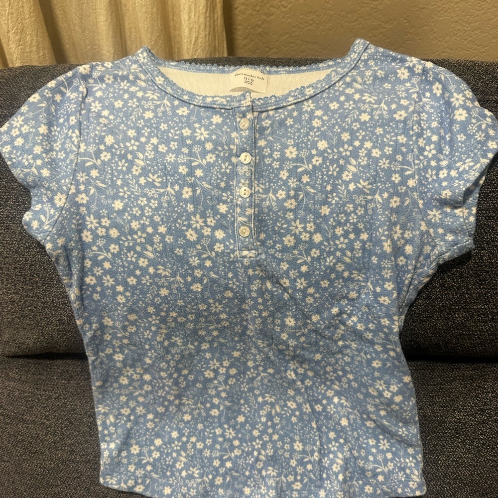 Abercrombie Kids Blue Floral Button Down Shirt